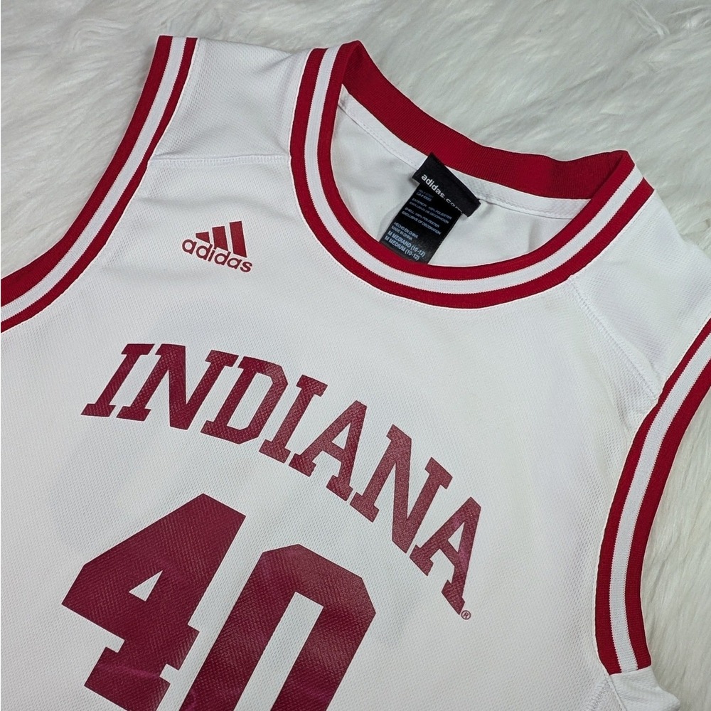 Adidas Basketball Jersey Youth M White Indiana Hoosiers 40 Mesh Sleeveless